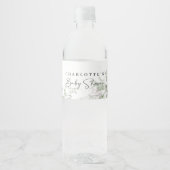Elegant Greenery Baby shower Water Fles Labels Waterfles Etiket (Voorkant)