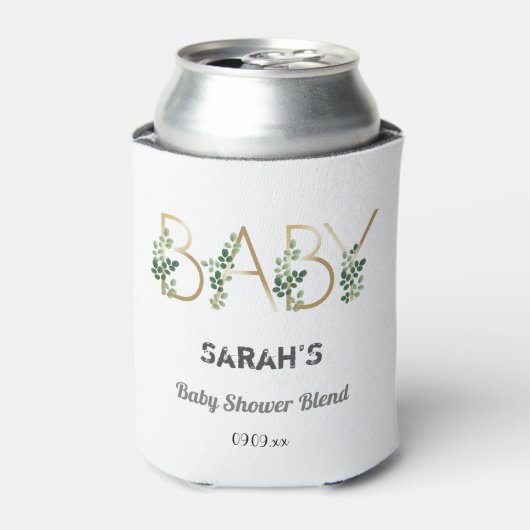 Elegant Greenery Baby Slogan Floral Baby shower Blikjeskoeler (Blikje Voorkant)