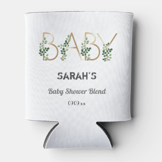 Elegant Greenery Baby Slogan Floral Baby shower Blikjeskoeler (Voorkant)