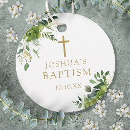 Elegant Greenery Baptism Christening Bedankjes Labels