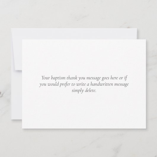 Elegant Greenery Baptism Christening Bedankt (Achterkant)