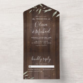 Elegant greenery barn county rustic bruiloft all in one uitnodiging (Binnen)