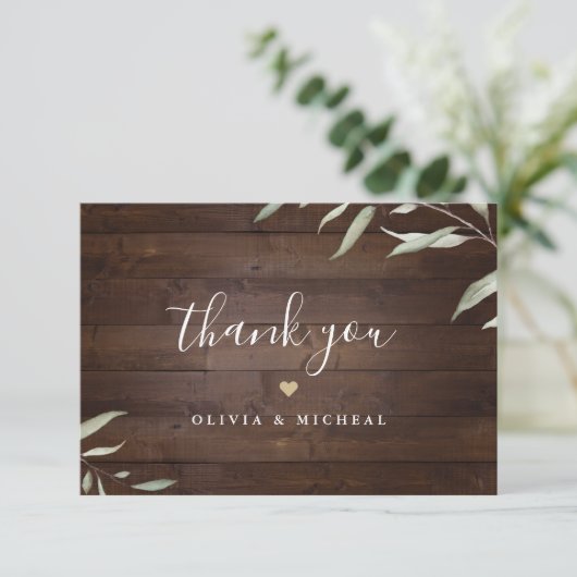 Elegant greenery barn county rustic bruiloft bedankkaart (Staand voorkant)