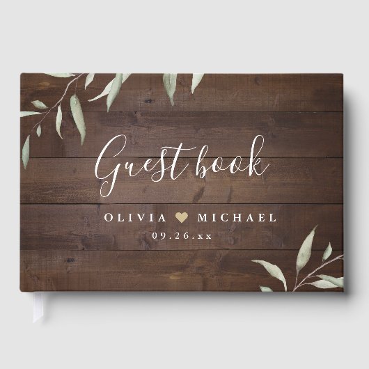Elegant greenery barn county rustic bruiloft gastenboek (Voorkant)