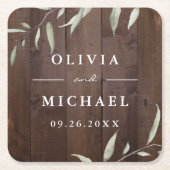 Elegant greenery barn county rustic bruiloft kartonnen onderzetters (Voorkant)
