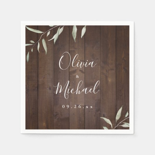 Elegant greenery barn county rustic bruiloft servet (Voorkant)