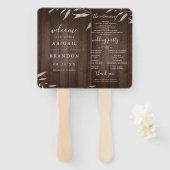 Elegant greenery barn wood rustige bruiloft handwaaier (Voorkant en achterkant)
