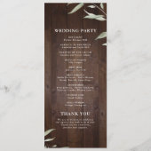 Elegant greenery barn wood rustige bruiloft menu (Achterkant)