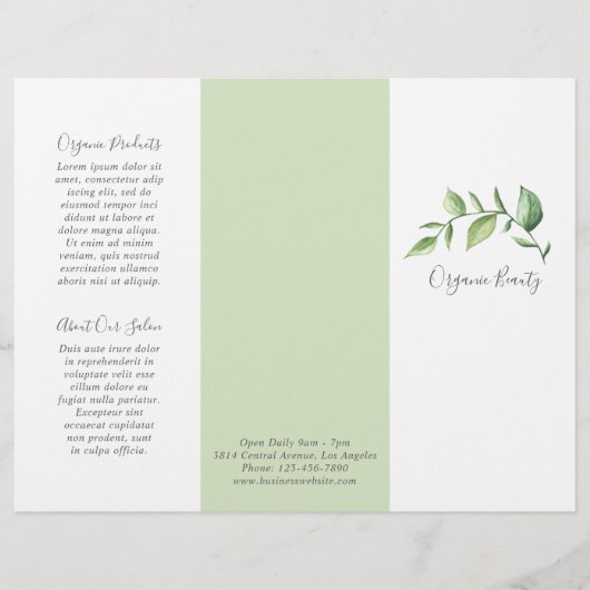 Elegant Greenery Beauty Salon Trifold Brochure (Voorkant)