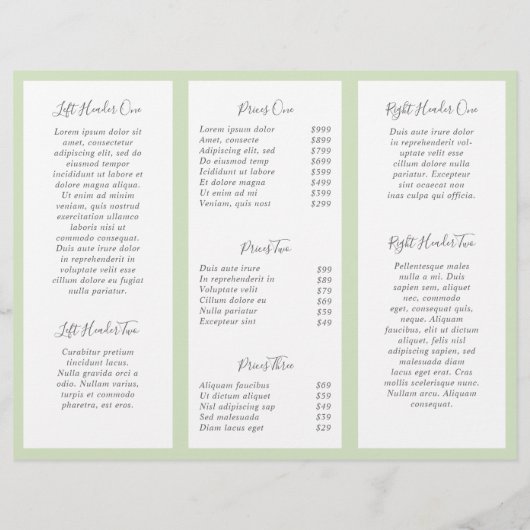 Elegant Greenery Beauty Salon Trifold Brochure (Achterkant)