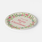 Elegant Greenery Berries Kerstmis Papieren Bordje (Gekanteld)