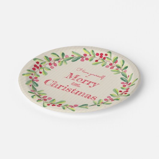 Elegant Greenery Berries Kerstmis Papieren Bordje (Gekanteld)