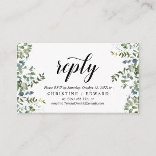 Elegant Greenery, Black, RSVP reageert, Antwoord Informatiekaartje