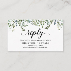 Elegant Greenery, Black, RSVP reageert, Antwoord Informatiekaartje