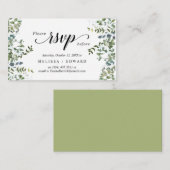 Elegant Greenery, Black, RSVP reageert, Antwoord Informatiekaartje (Voorkant / Achterkant)