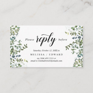 Elegant Greenery, Black, RSVP reageert, Antwoord Informatiekaartje