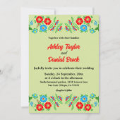 Elegant Greenery Blue Red Roses Floral Wedding Kaart (Voorkant)