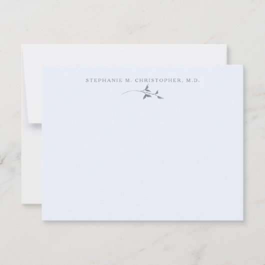 Elegant Greenery Blue Specialized Stationery Notitiekaartje (Voorkant)