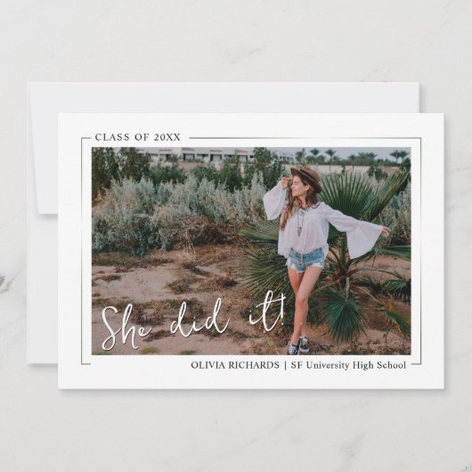 Elegant Greenery Boho Floral Graduation Party Invi Kaart (Voorkant)