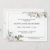 Elegant Greenery Boho Floral Graduation Party Invi Kaart (Achterkant)