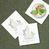 Elegant Greenery Boho Script Paper Napkin Servet