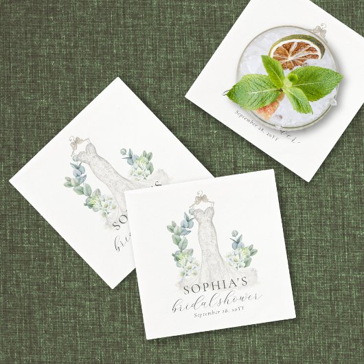 Elegant Greenery Boho Script Paper Napkin Servet