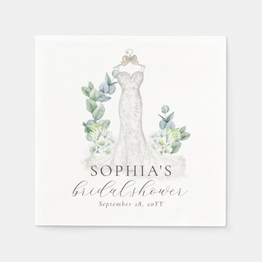 Elegant Greenery Boho Script Paper Napkin Servet (Voorkant)