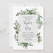 Elegant Greenery Border Vrijgezellenfeest Kaart (Voorkant)