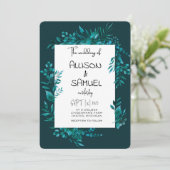 Elegant Greenery Border Wedding Kaart (Staand voorkant)