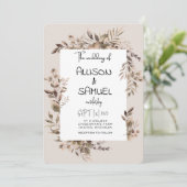 Elegant Greenery Border Wedding  Kaart (Staand voorkant)