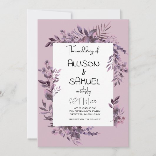 Elegant Greenery Border Wedding Kaart (Voorkant)