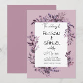 Elegant Greenery Border Wedding Kaart (Voorkant / Achterkant)