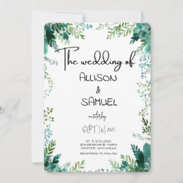 Elegant Greenery Border Wedding Kaart