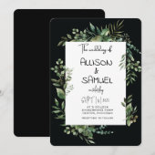 Elegant Greenery Border Wedding Kaart (Voorkant / Achterkant)
