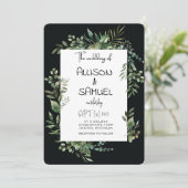 Elegant Greenery Border Wedding Kaart (Staand voorkant)