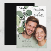 Elegant Greenery Border Wedding Kaart (Voorkant / Achterkant)