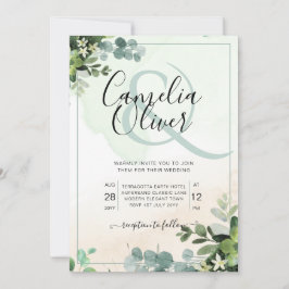 Elegant Greenery Botanical Ampersand Wedding Invit Kaart