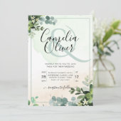Elegant Greenery Botanical Ampersand Wedding Invit Kaart (Staand voorkant)