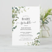 Elegant Greenery Botanical Baby Sprinkle Kaart (Staand voorkant)