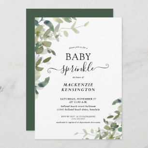 Elegant Greenery Botanical Baby Sprinkle Kaart