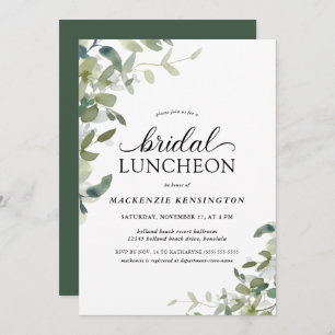 Elegant Greenery Botanical Bridal Luncheon Kaart