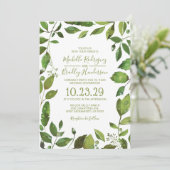 Elegant Greenery Botanical Foliage Wedding Kaart (Staand voorkant)