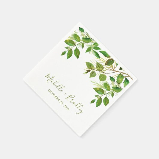 Elegant Greenery Botanical Foliage Wedding Servetten (Hoek)