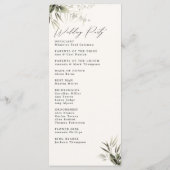 Elegant Greenery Botanical Ivory Wedding Programme Programmakaart (Achterkant)