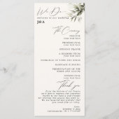 Elegant Greenery Botanical Ivory Wedding Programme Programmakaart (Voorkant)