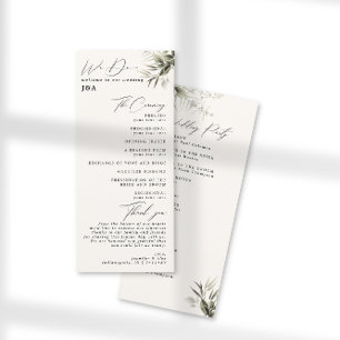 Elegant Greenery Botanical Ivory Wedding Programme Programmakaart