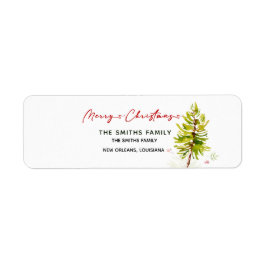 Elegant Greenery Botanical Merry Christmas Address Etiket