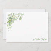 Elegant Greenery Botanical Personalized Stationery Notitiekaartje (Voorkant)