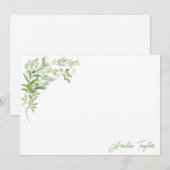 Elegant Greenery Botanical Personalized Stationery Notitiekaartje (Voorkant / Achterkant)