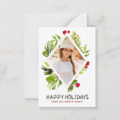 Elegant Greenery Botanical Photo Holiday Mini Notitiekaartje (Voorkant)
